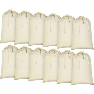 12 Pcs Large Canvas Laundry Bags Bulk Drawstring Cotton, 28" X 36"